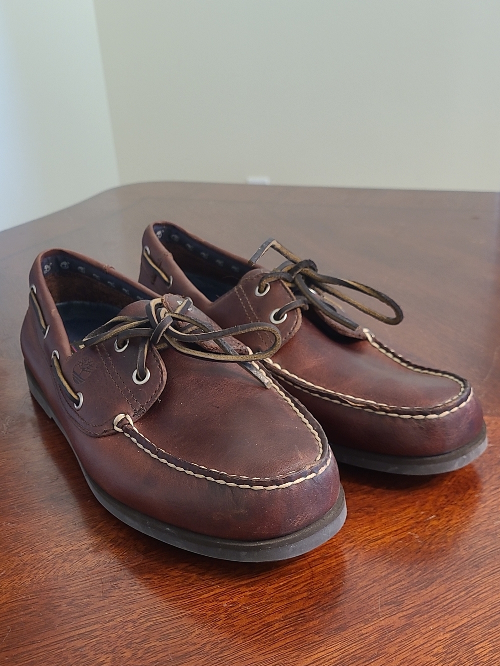 Timberland Brown Leather Moc Toe Slip-On Boat Shoes Size 12 W